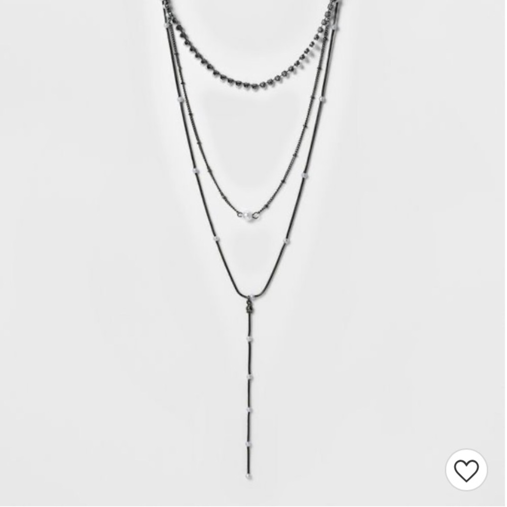 Necklace Layered Simulated Pearl and Mixed Chain